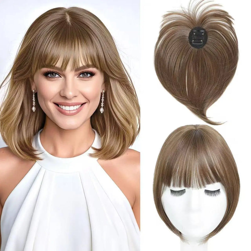Reissue Wig for Women, Covering White Hair on the Top of the Head Naturally and Invisibly, and Reissue Fake Bangs