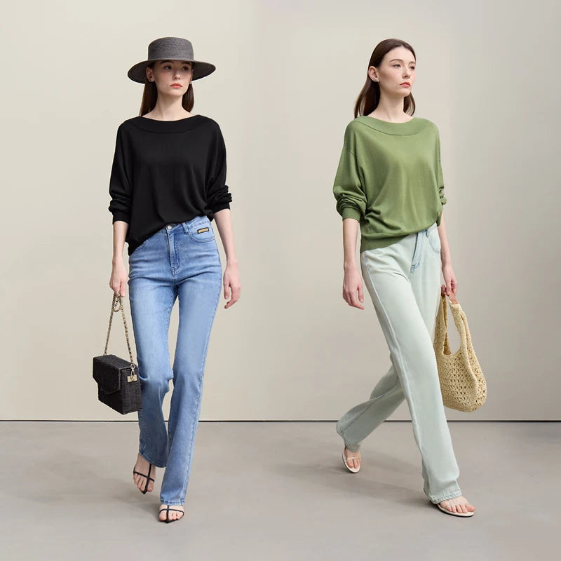 អាវយឺត Amii Minimalist រដូវស្លឹកឈើជ្រុះឆ្នាំ ២០២៦ ថ្មី ក ដៃវែង រលុង អាវយឺតប៉ាក់សម្រាប់ស្ត្រី 12651009