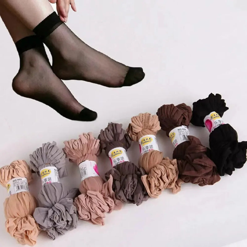 Women's Summer Anti-Hook Silk Short Stockings Transparent Core Wrapped Small Chili Design for Fashionable Legwear