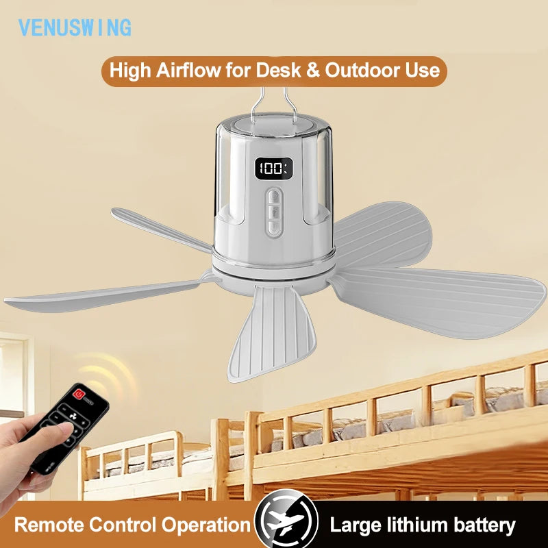 កង្ហារពិដាន 10800mAh កង្ហារដំបូល ភ្លើង RGB ព័ទ្ធជុំវិញ កង្ហារពិដានចល័ត ដំណើរការដោយថ្ម កង្ហារពិដានឥតខ្សែសម្រាប់បោះតង់