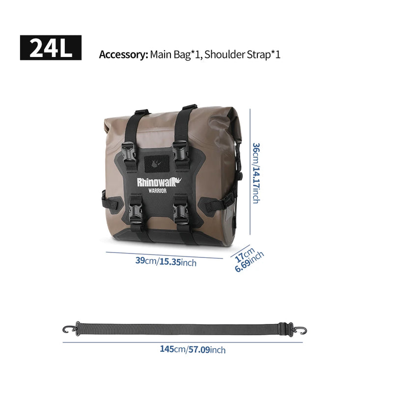Rhinowalk Motorcycle Quick Release Side Bag 24L Waterproof 1 Or 2 PIece Motor Saddle Storage Bag With Support Board  Air Valve