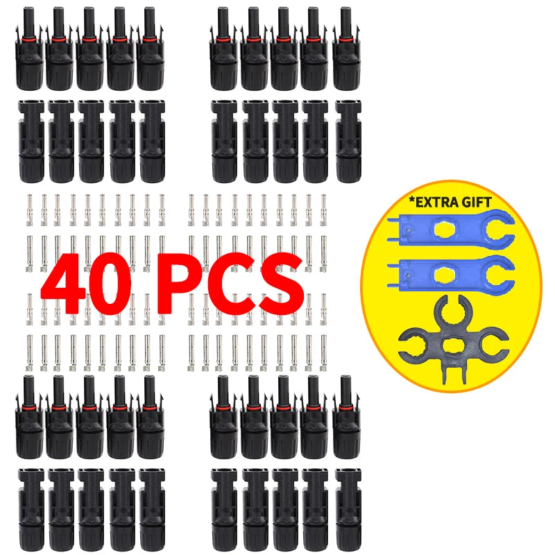 Free shipping 600/400/200/100/10 Pcs DC Solar Connector 1000V30A Panel Stecker Connectors Kit for Cable 2.5/4/6mm2
