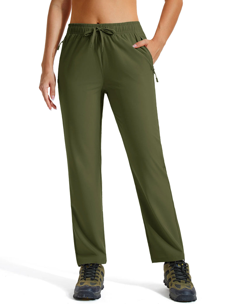 TACVASEN Women's Hiking Pants Lightweight Quick Dry UPF 50+ Water Resistant Elastic Waist Golf Travel Casual Pants Zip Pockets