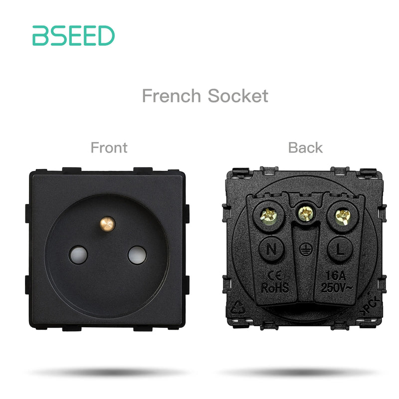BSEED Wall Light Switch 1/2/3Gang 1/2Way Wall Electrical Outlet USB Type-C Charge Port Function Plastic Frame DIY Combination