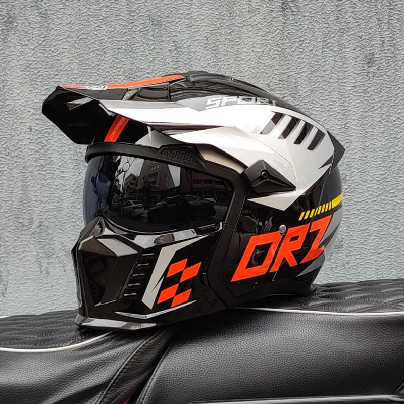 ORZ Street Fighter Motorcycle Helmet Detachable Combination Retro Helmet ECE DOT Certification Full face Cascos para moto
