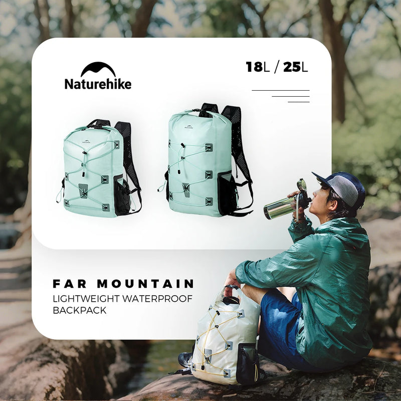 Naturehike 2026 Far Mountain 18/25L Lightweight IPX6 Waterproof Bag Outdoor Portable Breathable Camping Water Sports Backpack