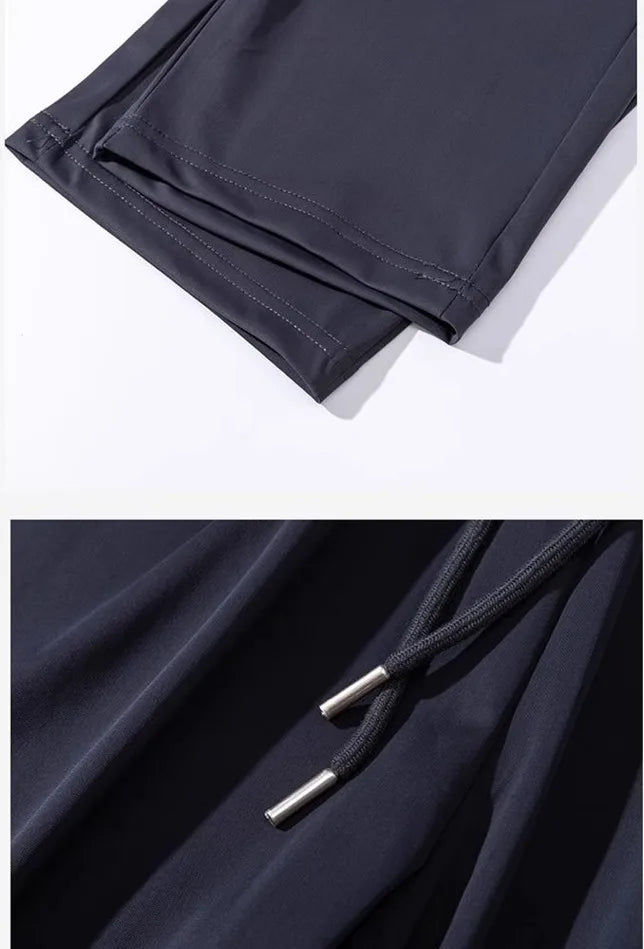 2026 Highly Elastic Men's Summer Ice Silk Pants, Thin Unisex Quick-dry Sports Trousers, Blue and Black Casual Pant.