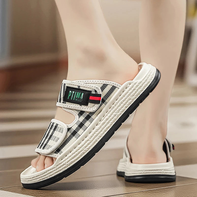 Men's soft insole Slides Comfort Casual Slippers Summer new breathable lightweight Non-slip Slip on walking Daily wear slippers