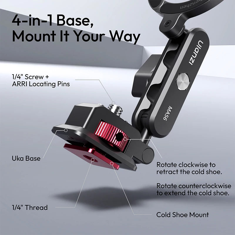Ulanzi MA56 ម៉ាញេទិក 4-in-1 MagLock ជើងទ្រទូរស័ព្ទលើកាមេរ៉ា សម្រាប់ Iphone 17 Android Dual 360° Rotation 1/4" Cold Shoe