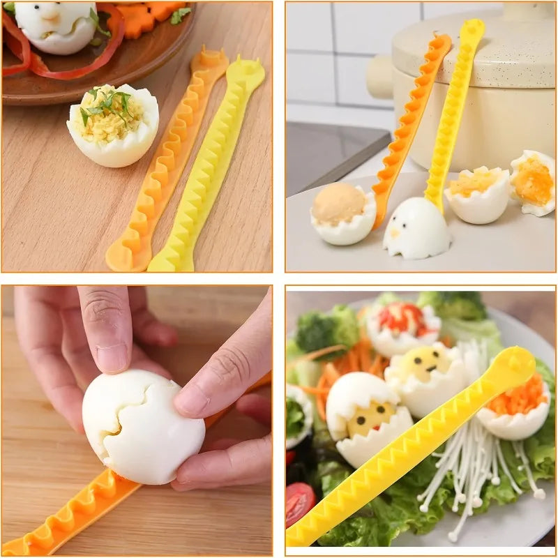 2pcs/set Fancy Cut Egg Cutter, Flower-Shaped Egg Tool for Boiled Eggs, Household Kitchen Gadget, Mandoline,Kitchen Accessories
