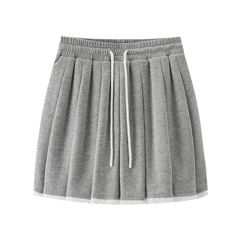 Semir Midi Skirt Women Lace Fringe Pleated Skirt Gentle 2025 New Summer Elastic Waist Short Skirt Sweet for Summer Walks