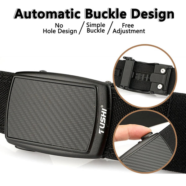 TUSHI Automatic Buckle Belt for Men 38mm Hard Nylon Military Tactical Belt Hunting Gun Belt Male Outdoor Girdle IPSC Accessories