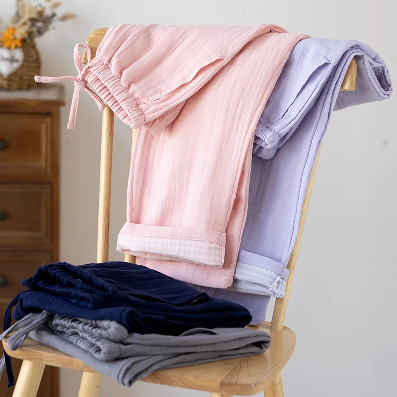 2026 Spring Autumn New Couple Sleeper Pants 100% Cotton Men's and Women's Sleepwear Pants Loose Comfortable Pajamas Bottoms