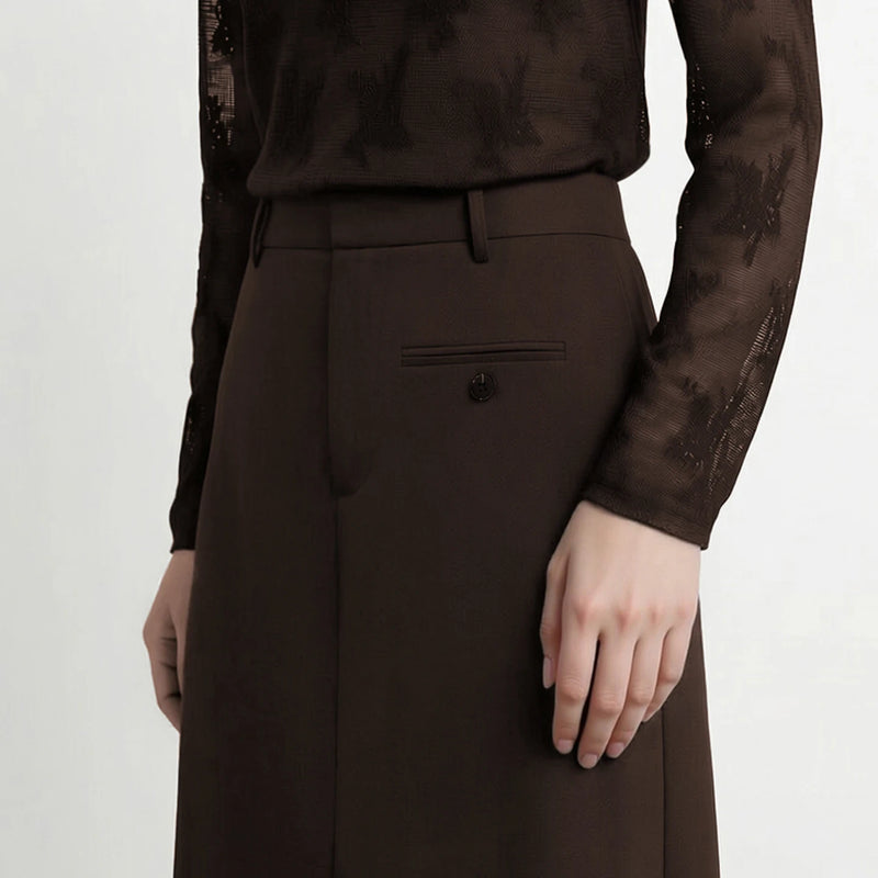Amii Women's Skirt 2026 Autumn New Slit Hem Office Straight Midi Skirts Elegant Tailored Fit Versatile Woman Clothes 12613021