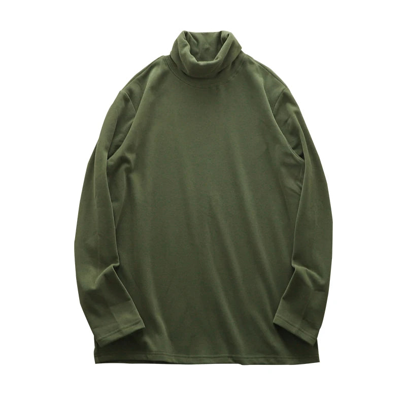 DUKEEN Dralon Fabric Long Sleeve T Shirts for Men 2025 Autumn and Winter Thick Fleece Warm Turtlenneck Solid Color Undershirts