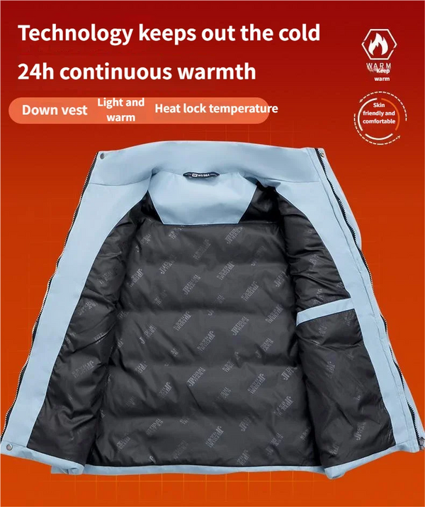 Winter down and cotton jacket for outdoor wear simple and fashionable keep warmth Work jacket collarless blouse custom logo