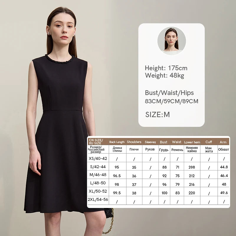 Amii Women's Elegant Sleeveless Dress Summer Casual Round Neck Waisted Slim Midi Dress 2026 New French Style Clothes 12642124