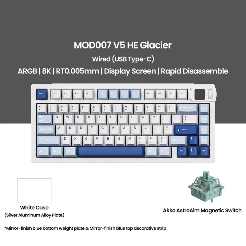 Akko MOD007 V5 HE Magnetic Keyboard with Display Screen 75% Rapid Trigger 0.005mm 8K RGB Gaming Mechanical Keyboard Aluminum CNC