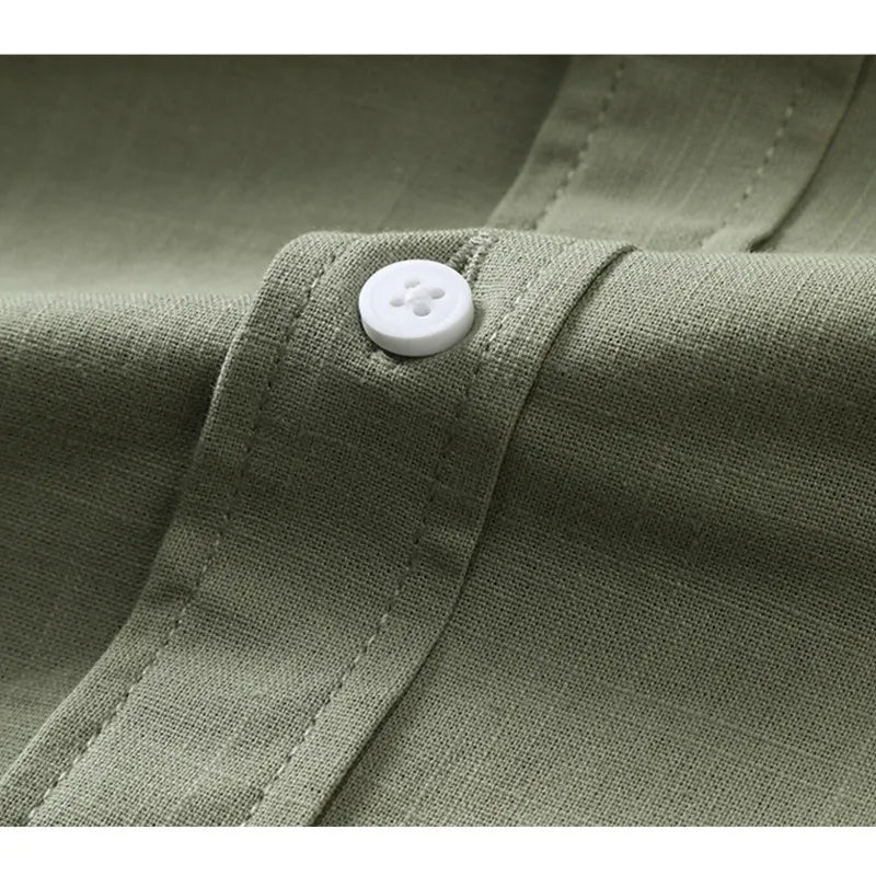2026 New Men's Short-sleeved Shirt,Single-breasted Square Collar Bamboo Cotton Shirts, Very Time Office Leisure,White Black Blue