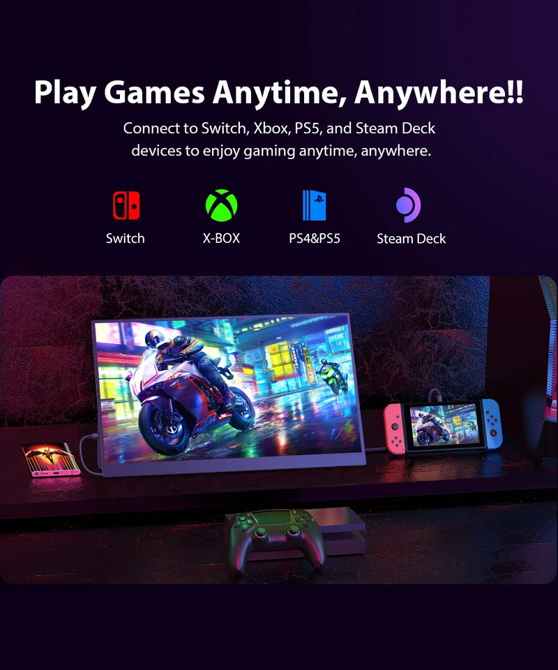 UPERFECT Portable Monitor 17.3 inch 144HZ Refresh Rate 2K Display 105.70% SRGB With Stand Ultra-Slim IPS Screen HDMI And USB-C