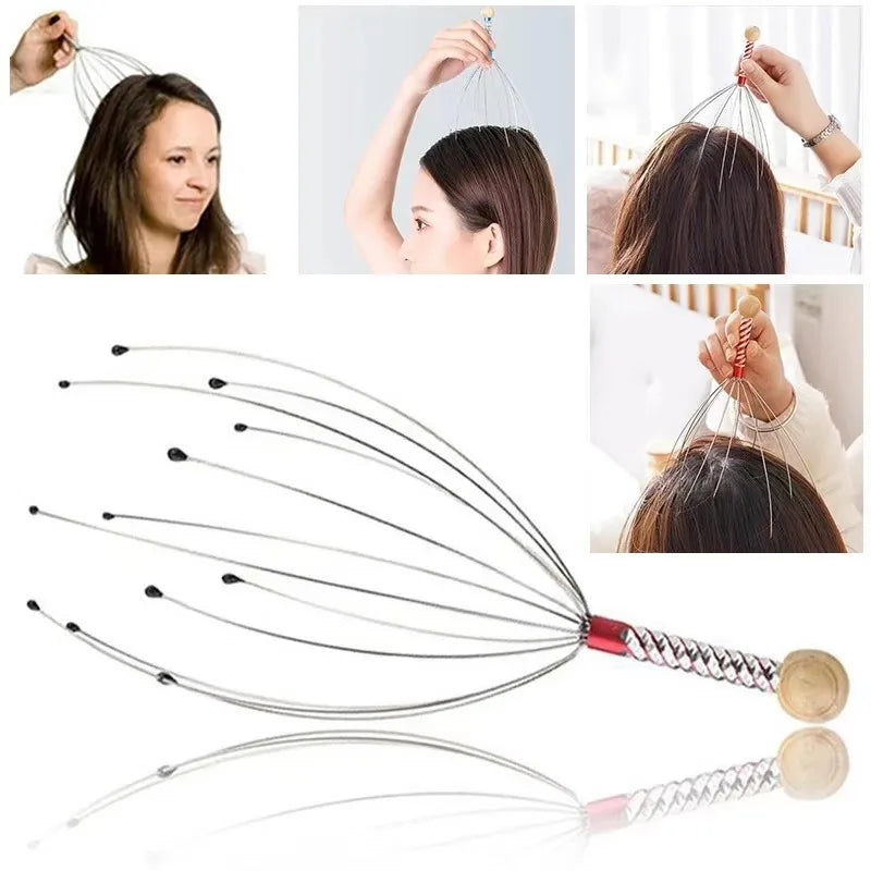 Octopus Head Scalp Scratcher Massager Five Claw Ball Itching Relief Soul Extraction Home Therapy Tool