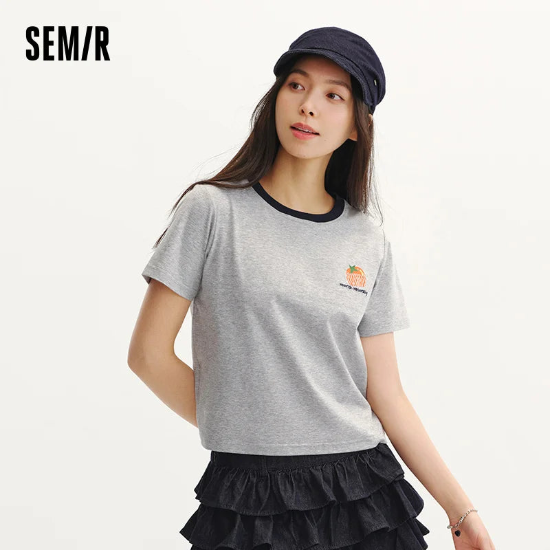 Semir Womens Tshirt 2026 Short Pattern Embroidered Antibacterial Moisture Wicking Quick Dry Casual Soft
