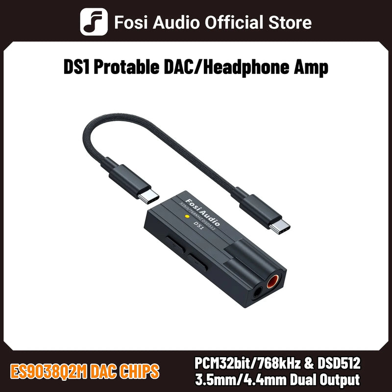 ឧបករណ៍បំពងសម្លេងត្រចៀក Fosi Audio DS1 DSD512 HiFi USB DAC Dongle គាំទ្រឧបករណ៍ឌិកូដអូឌីយ៉ូខ្នាតតូច 32bit/768kHz ជាមួយនឹងតុល្យភាព 4.4MM