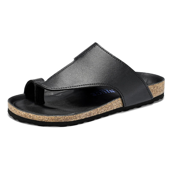 Summer Plus Big Size 48 49 Cork Slippers Men Women Clogs Flip Flops Microfiber Leather Casual Sandals Unisex