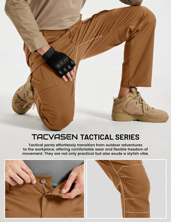 TACVASEN Men's Tactical Cargo Pants Ripstop Waterproof Work Trousers Lightweight Stretch Outdoor With 8 Pockets Bottoms Pants