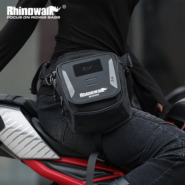កាបូបដាក់ជើងម៉ូតូ Rhinowalk កាបូបចង្កេះ មិនមែនម៉ាញេទិក ការពារទឹកជ្រាប កាបូបធុងសាំងម៉ូទ័រ 2.4 លីត្រ ប្រព័ន្ធដាក់តាមខ្សែរ មានបន្ទប់ច្រើន
