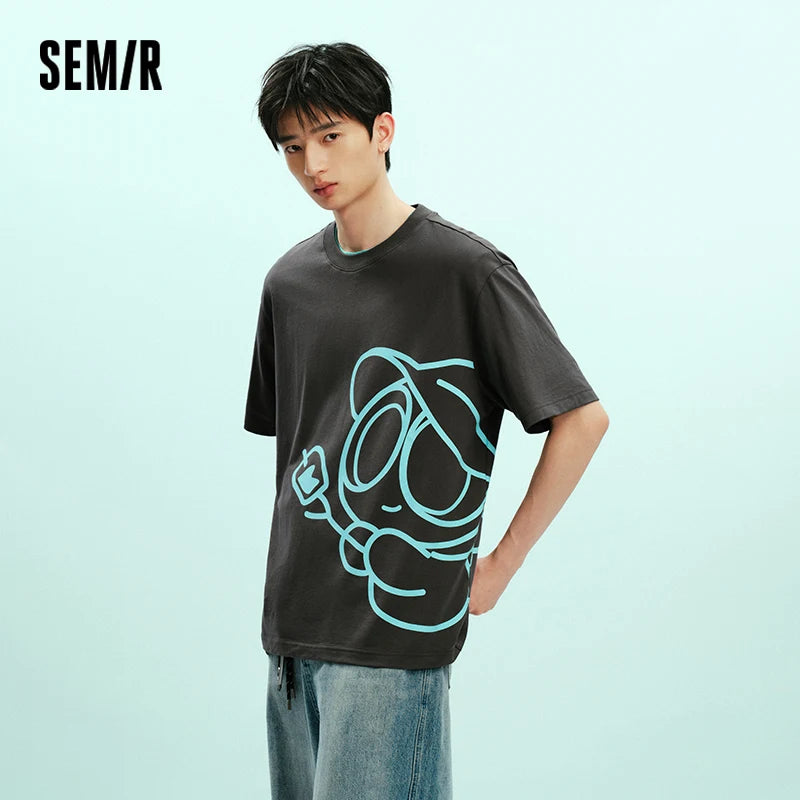 Semir Unisex Tshirt Breathable Half Sleeve Trendy Graphic Print Summer 2026 Loose Fit Everyday Casual Style Top