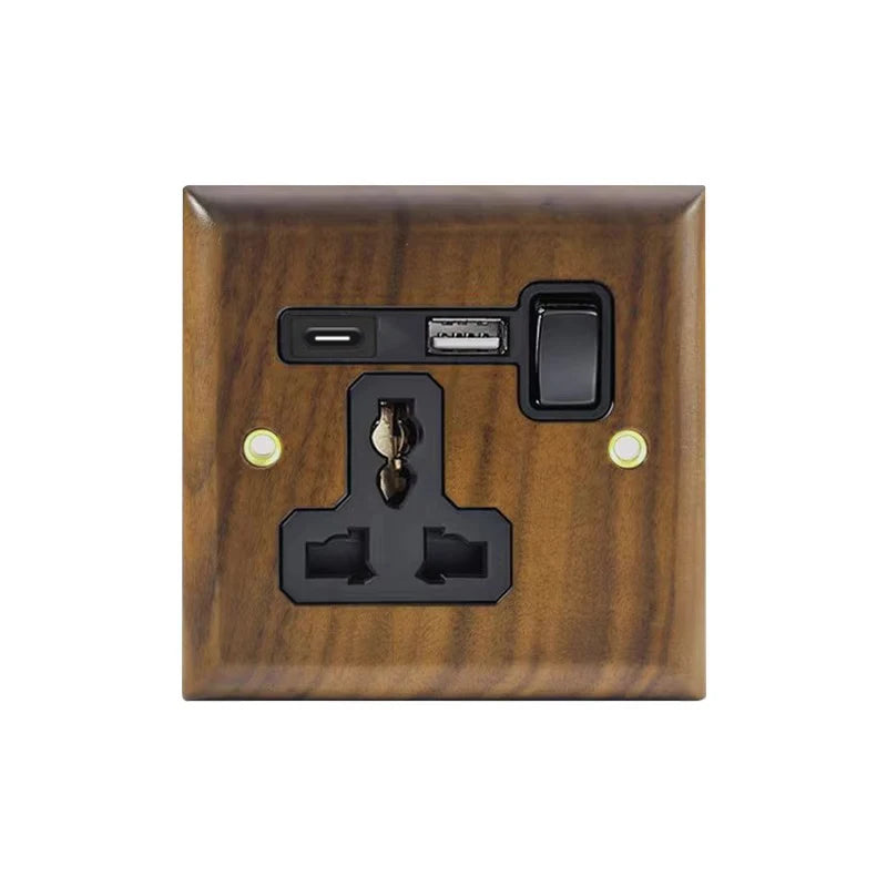 DepoGuye High quality retro American light switch socket, pure wood brass toggle switch plate, home &bed wall light switch