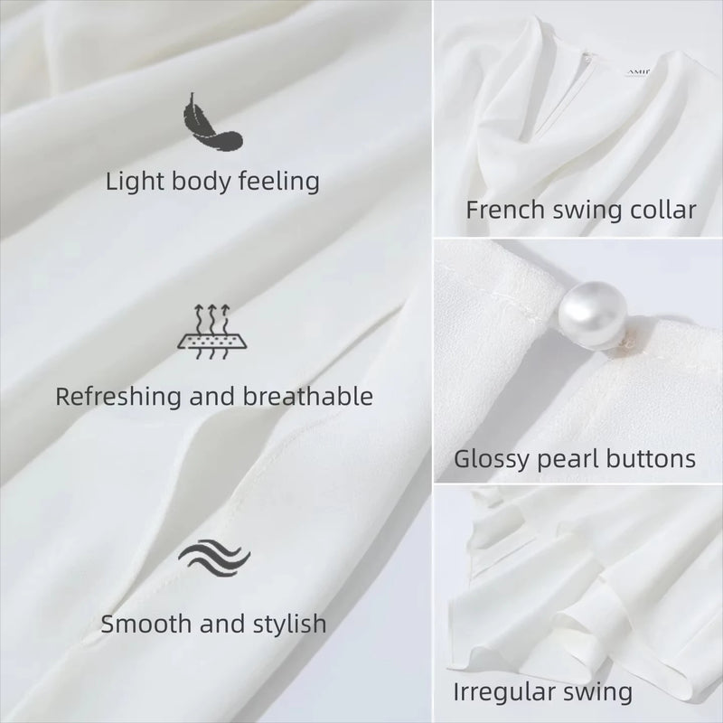 Amii Chiffon Blouse 2026 Summer New Asymmetric Dolman Sleeve Top Women Loose Elegant Cowl Neck Casual Women's Blouse 12642216