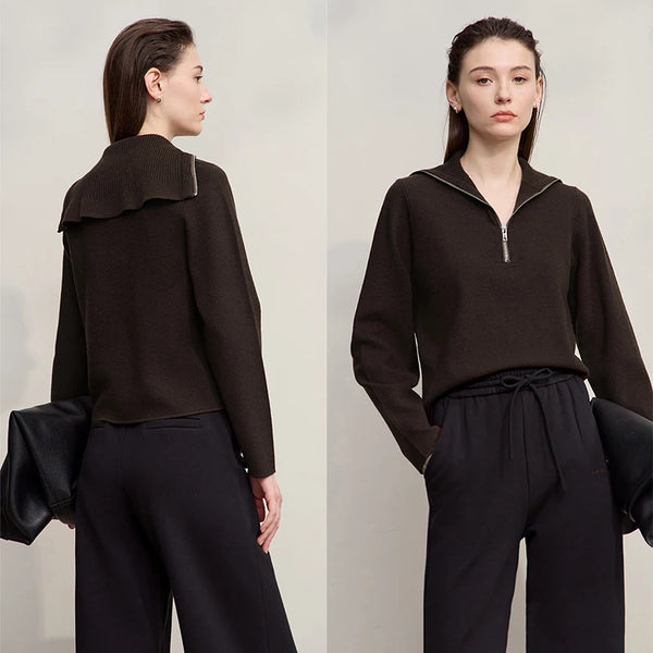 AMII Women's Sweater Turtleneck Pullover Long Sleeve Sweater 2026 Autumn New Minimalist Solid Color Sweaters For Women 12543092
