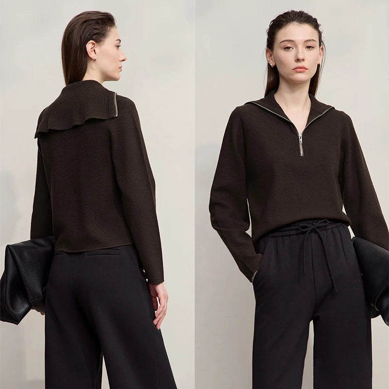 AMII Women's Sweater Turtleneck Pullover Long Sleeve Sweater 2026 Autumn New Minimalist Solid Color Sweaters For Women 12543092