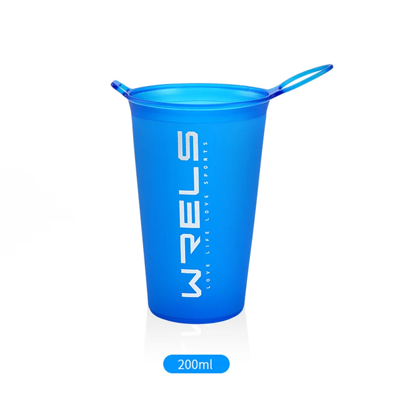 WRELS 200ml Sports Water Bottle Folding Portable Drinking Mugs BPA Free Soft Water Cup Non Toxic TPU Ultralight Marathon Cycling