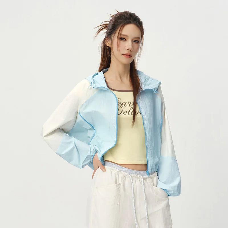 Semir Women Jacket Color Block UV Protection Cool Feeling Loose Short Length Fresh Trendy 2026 Summer Fashion Top