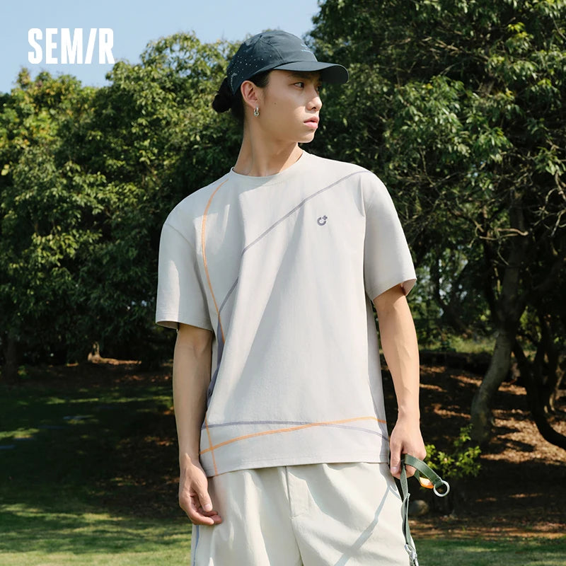 Semir Unisex Tshirt 2026 Color Block Printed Crew Neck Light Sports Style Outdoor Casual Soft