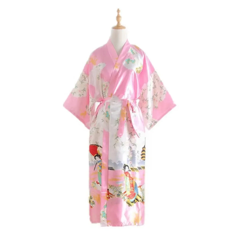 Vintage Ethnic Style Casual Print Elegant Bathrobe Women's Sleep Bathrobe Faux Silk Robes for Women Clothing Fashion Clothes