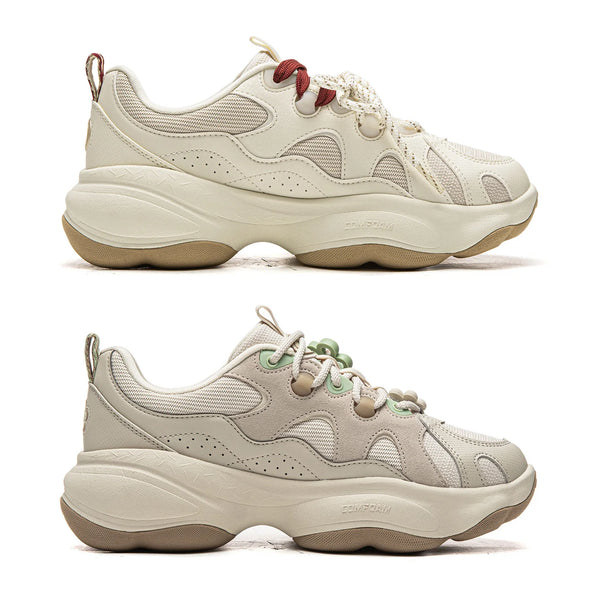 ស្បែកជើង Li-Ning ស្ត្រី MIA 3 របៀបរស់នៅ COMFOAM ទន់ Rebound មានផាសុកភាព ស្បែកជើងដើរ LiNing បុរាណ ស្បែកជើងប៉ាតាធម្មតា AGCW006