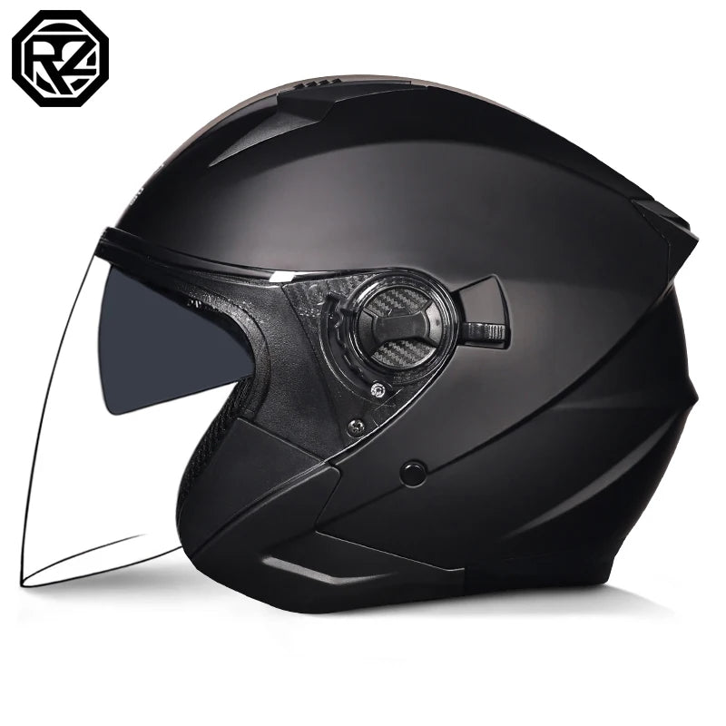 ORZ Motorcycle Helmet Half Face Double Lens Moto Four Seasons Men Women Street Fashion Helmet Capacete De Moto Safety