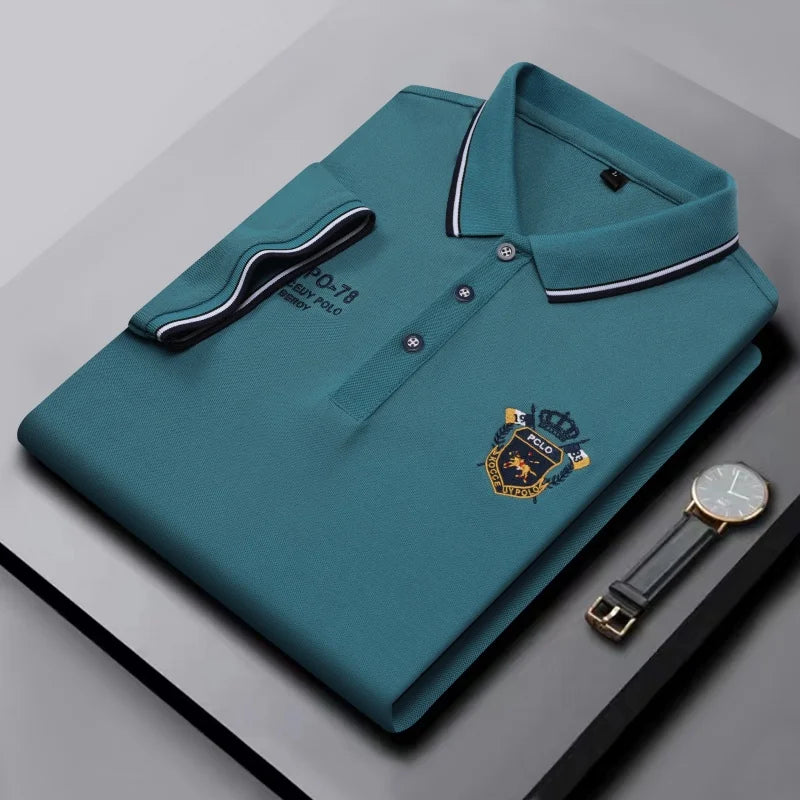 High Quality Man Short-Sleeved Polo Shirt Lapel Button Embroidery Summer Hot-Selling Polo Shirt Business Casual Men's Clothing