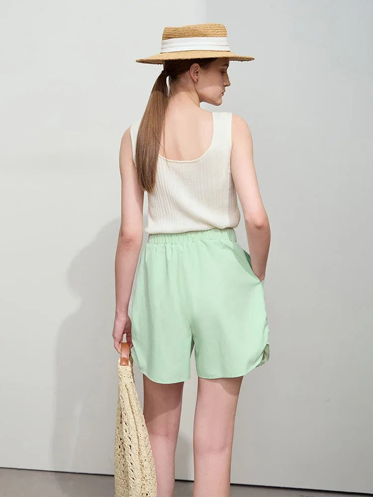 ខោខ្លីធម្មតាសម្រាប់នារី AMII Minimalist រដូវស្លឹកឈើជ្រុះឆ្នាំ ២០២៦ ថ្មីដែលអាចបត់បែនបាន ផ្នែករលុង រចនាហោប៉ៅ ខោខ្លីត្រង់ 12541071