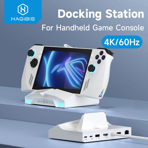 Hagibis ROG Ally/Steam Deck/Switch/OLED Dock 6 in 1 Universal Docking Station With 4K HDMI 2.5G RJ45 100W PD RGB Light USB C Hub