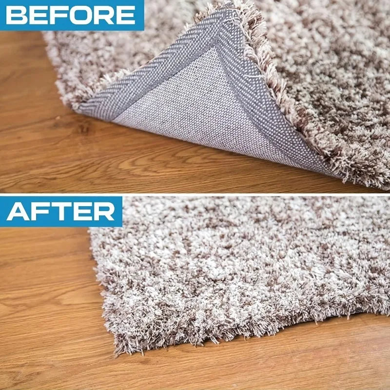4pcs Carpet Anti-slip Stickers Can Be Washed and Reused,Fixed Carpet Tape Bath Mat Curl Prevention Patch Rug Bathroom Tool.