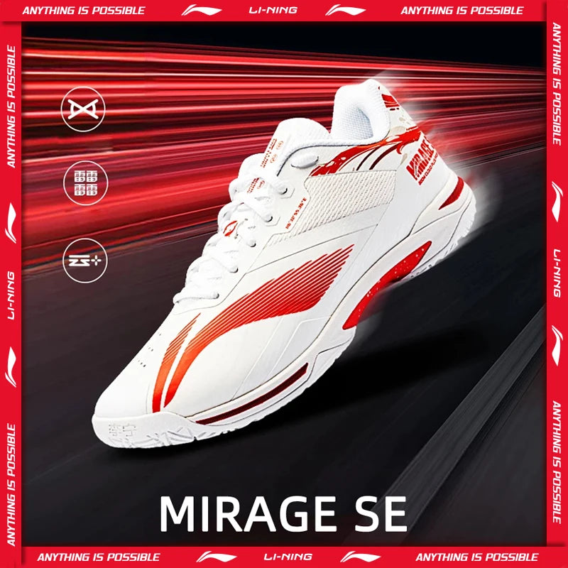 ស្បែកជើងវាយសី Li-Ning Unisex MIRAGE SE BOOM ស្រូបយកឆក់ ងើបឡើងវិញ មានផាសុកភាព ស្បែកជើង LiNing បុរស ស្ត្រី អាជីព AYZU021
