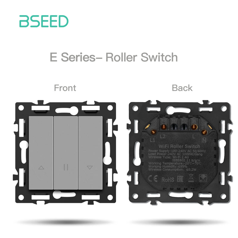 BSEED 1/2/3/4Gang WIFI Click Switch Part Only Glass Frame Smart Dimmer Curtain Switch Function DIY Part EU Wifi Socket Parts