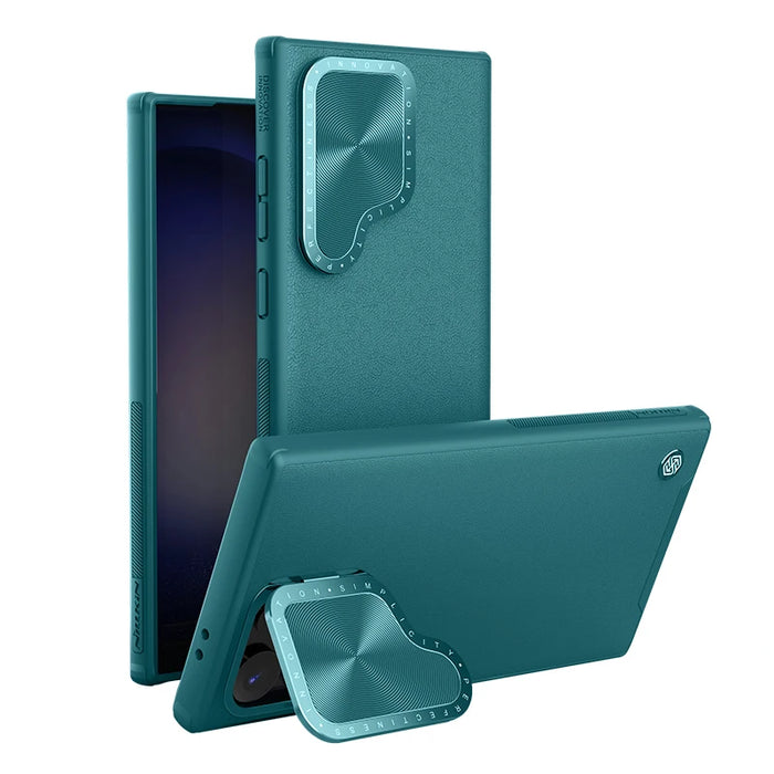 NILLKIN Magsafe Camshield Prop Leather Case For Samsung S24 Ultra With Stand Anti-Drop All-Inclusive For Samsung S24Ultra Case Cyan For Samsung S24Ultra