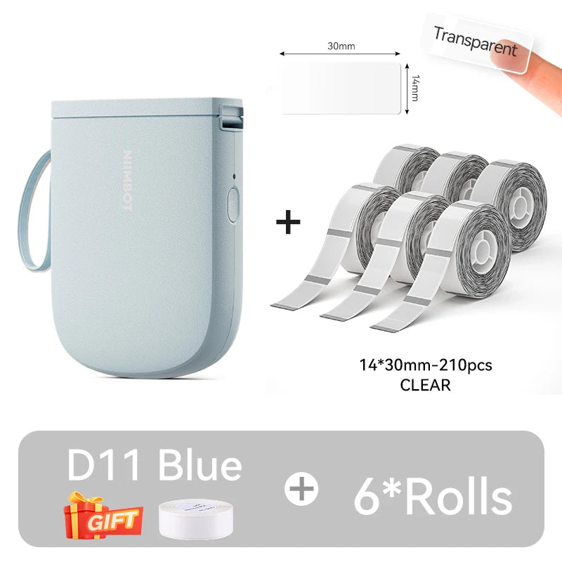 NiiMbot D11 Bluetooth Thermal Label Printer Portable Wireless Label Maker Machine Multiple Templates Available for Office Home