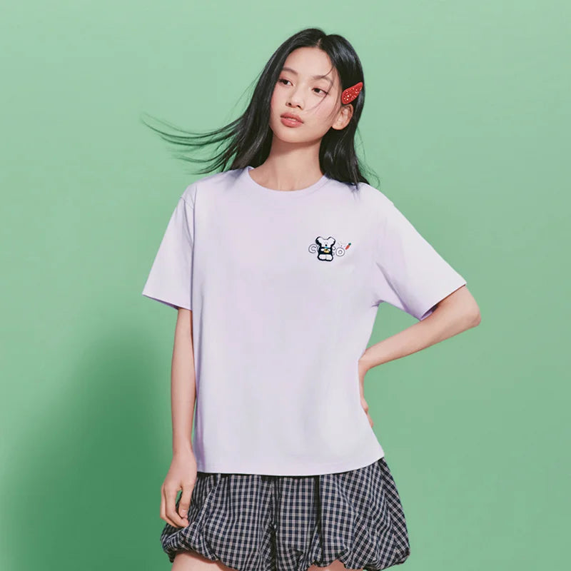 Semir Women Tshirt Cotton Embroidered Fashion Pattern Casual Versatile Top 2026 Summer Simple Style Daily Comfort Wear